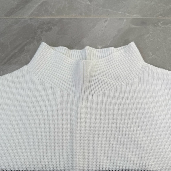 Women’s Talbots Stripe Shaker Stitch Funnel Neck Shell Mock Neck Sweater Medium - Picture 5 of 16